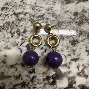 Elegant Gold and Purple Drop Earrings vintage